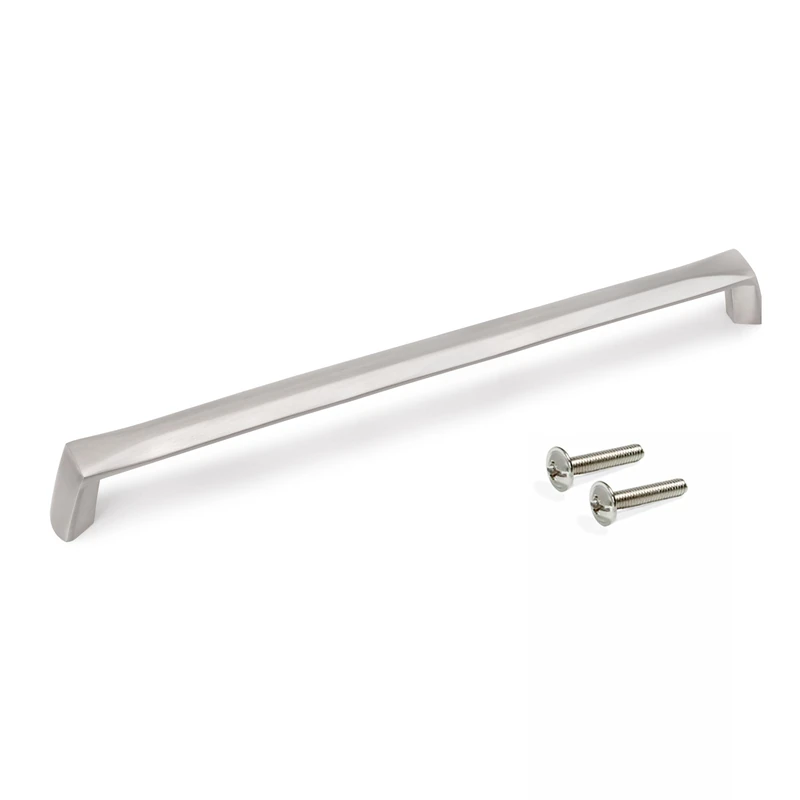 Emuca - Lot of 10 Furniture Handles, L206mm, 192mm Interaxis, Zamak, Satin Finished Nickel