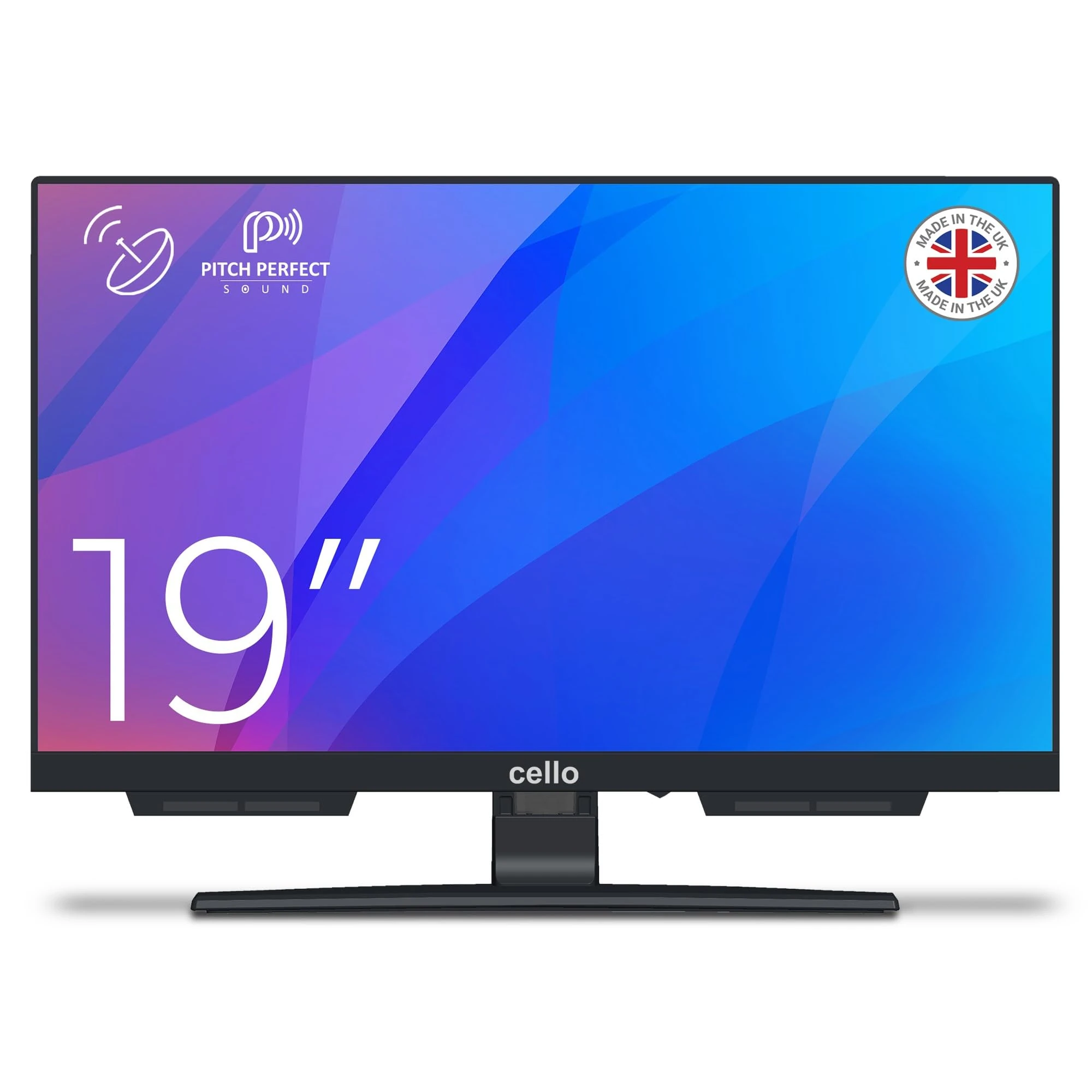 Cello 19 inch LED TV C1924SH with Freeview & Satellite, Easy Setup Mains Powered, Non-Smart, USB Record from Live TV, Frameless Style, Pitch Perfect Sound, Made in the UK, Ideal for Small Spaces