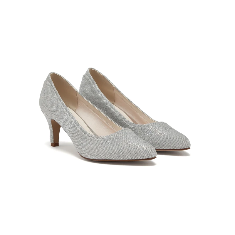 Rainbow Club Jara Silver Wide Fit Wedding Court Shoes, 4.5 - Image 1