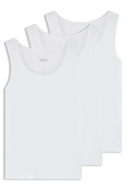 BOSS Mens Pack of Vests Strappy White S