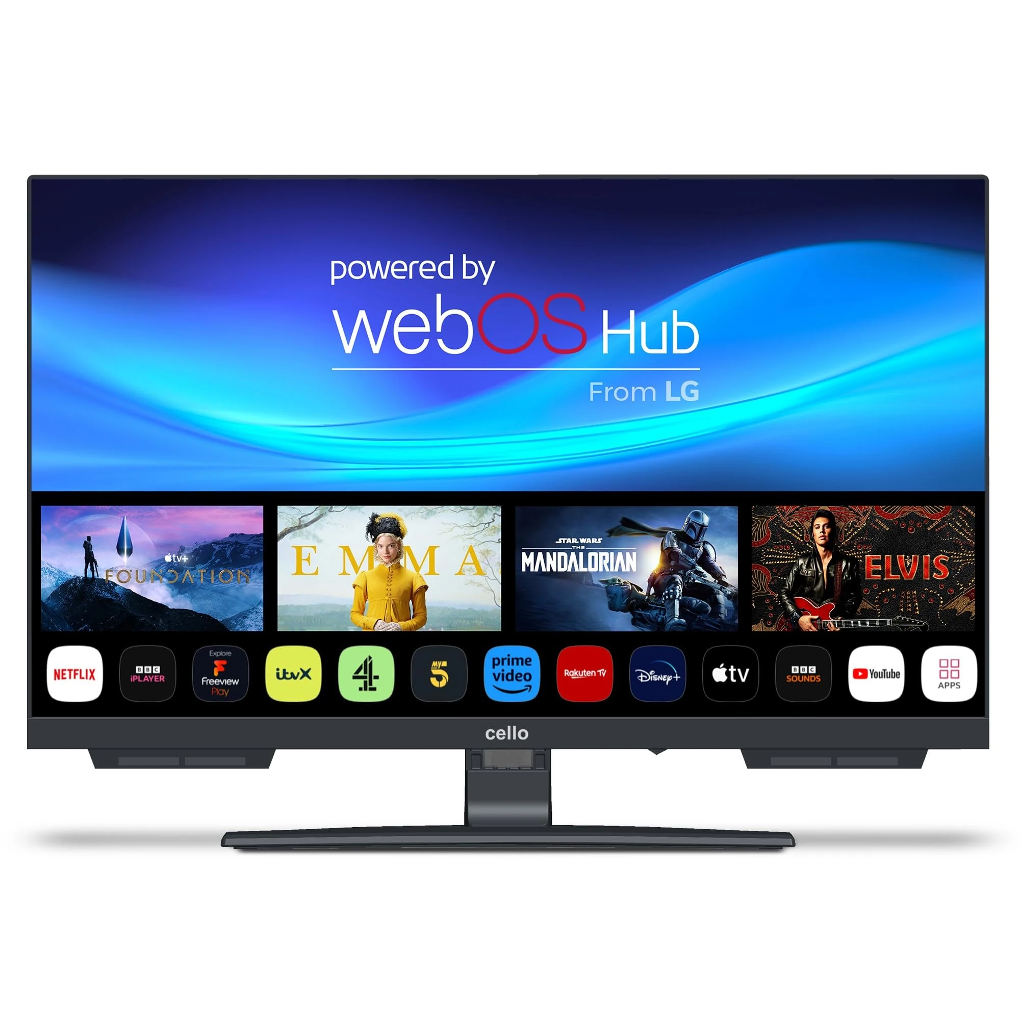 Cello 22 inch Smart Frameless TV C2224WSH, Mains Powered, WebOS by LG, Freeview Play, FreeSat, Bluetooth, Pitch Perfect Speakers, UK Made, Ideal for Kitchen, Bedroom or Small Spaces