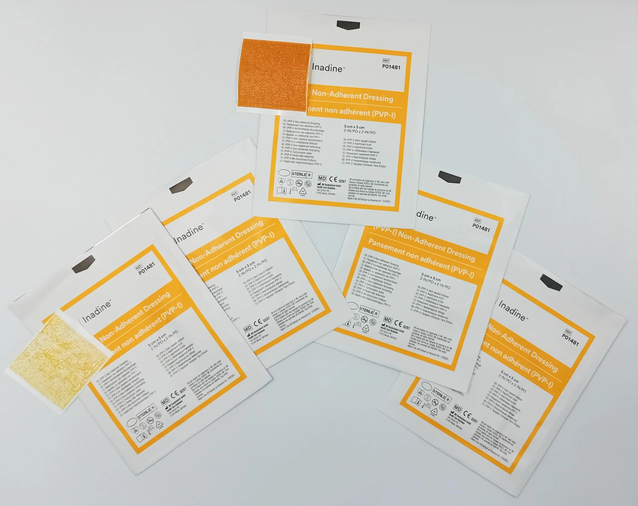 Pack of 5 Inadine Dressings 5cm x 5cm – Antiseptic Non-Adherent Pads for Wound Care & Infection Prevention | Iodine-Impregnated Wound Dressings