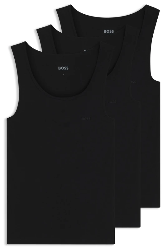 BOSS Mens Pack of Vests Strappy Black M
