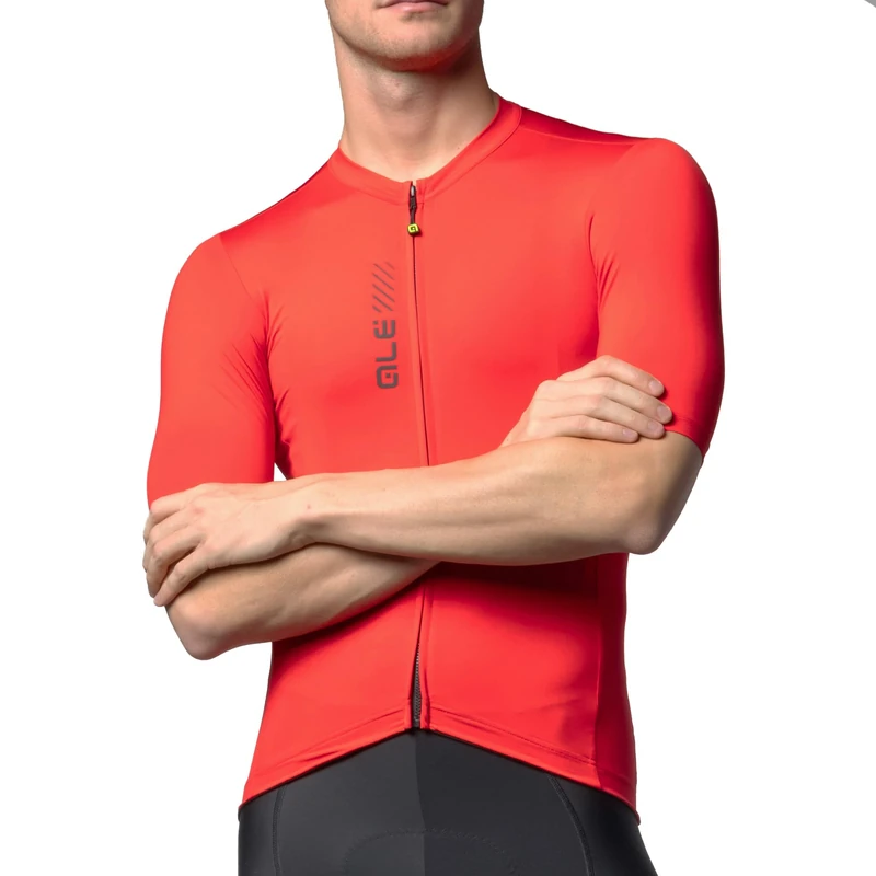 Alé Cycling Men's Pragma Colour Block Short Sleeve Jersey, Red, XS