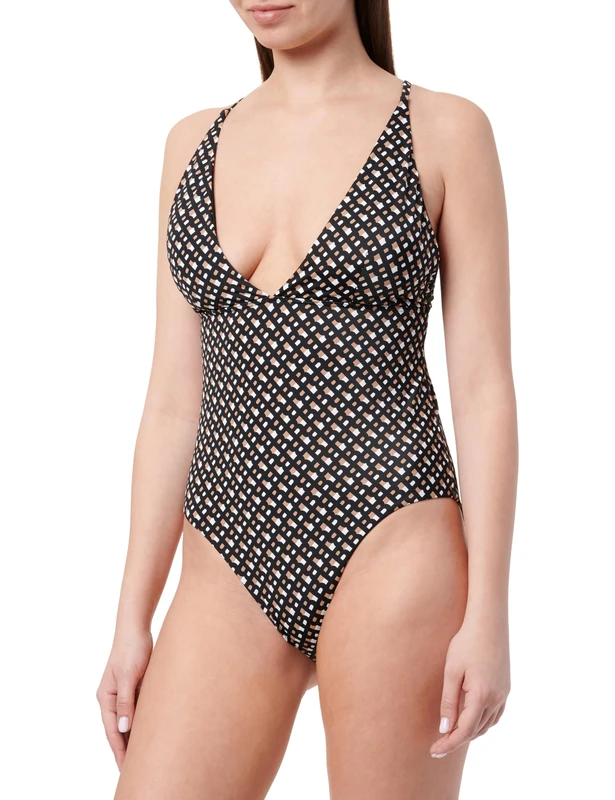BOSS Women's Bb Monogram Swimsuit, Open Miscellaneous960, M