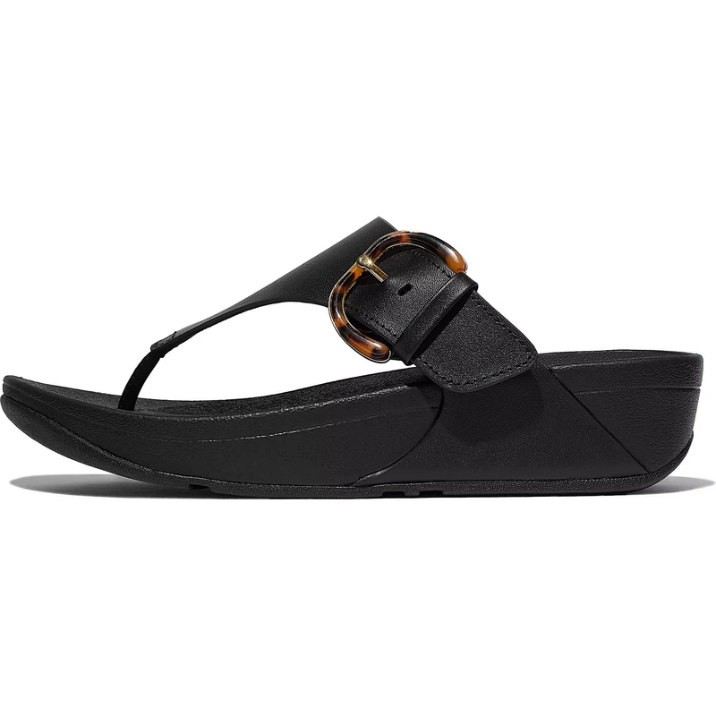 Fitflop LULU RESIN-BUCKLE LEATHER TOE-POST SANDALS