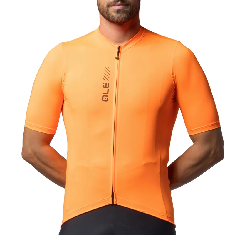 Alé Cycling Men's Pragma Colour Block Short Sleeve Jersey, Orange, M