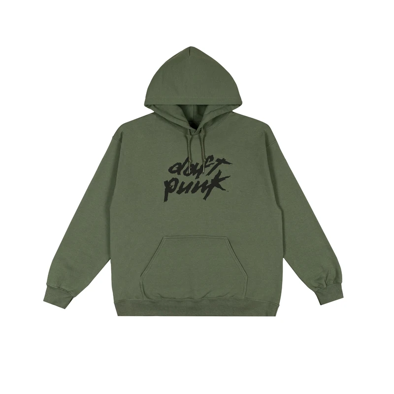 Daft Punk Women's Official Merch Classic Logo Hoodie Sweatshirt, Army Green, Large - Image 1