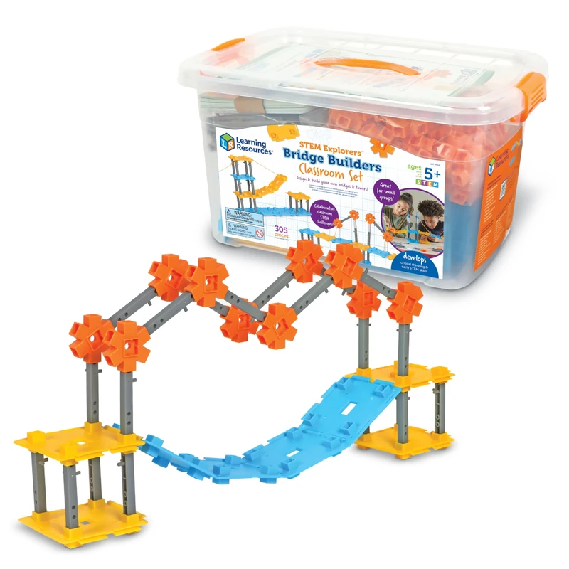 Learning Resources STEM Explorers Bridge Builders Classroom Set, STEM Toys Age 5, Construction Toys, Engineering Toys, 305 Pieces