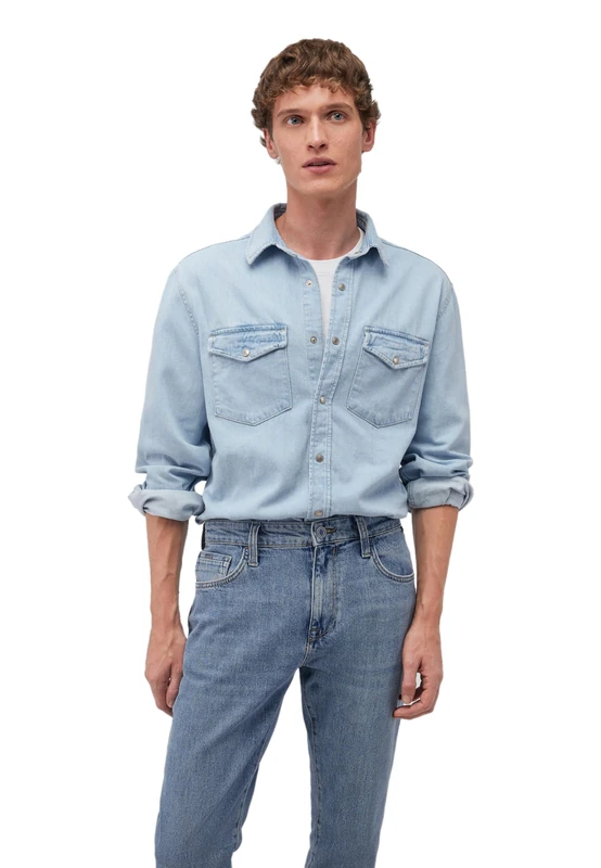 Mavi Men's Ted T-Shirt, LT Blue Denim, L