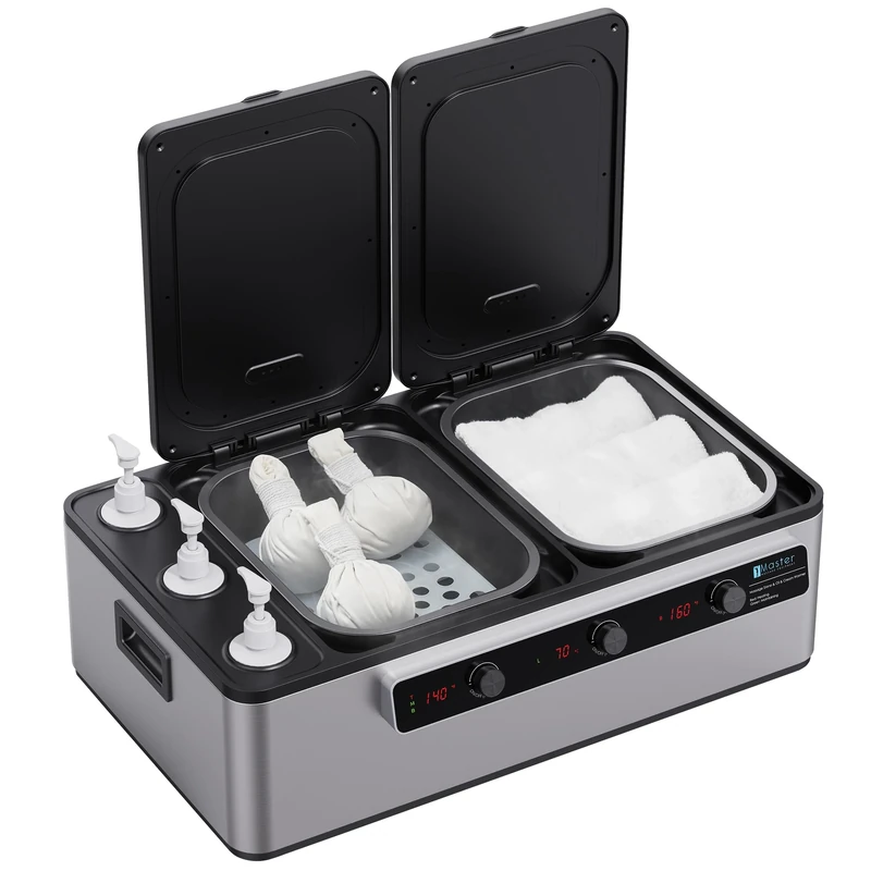 Master Massage Professional Electric 2 in 1 Stone Heater & 3 Bottle Massage Oil/Lotion/Gel Heater-Digital Hot Stone Oil Warmer