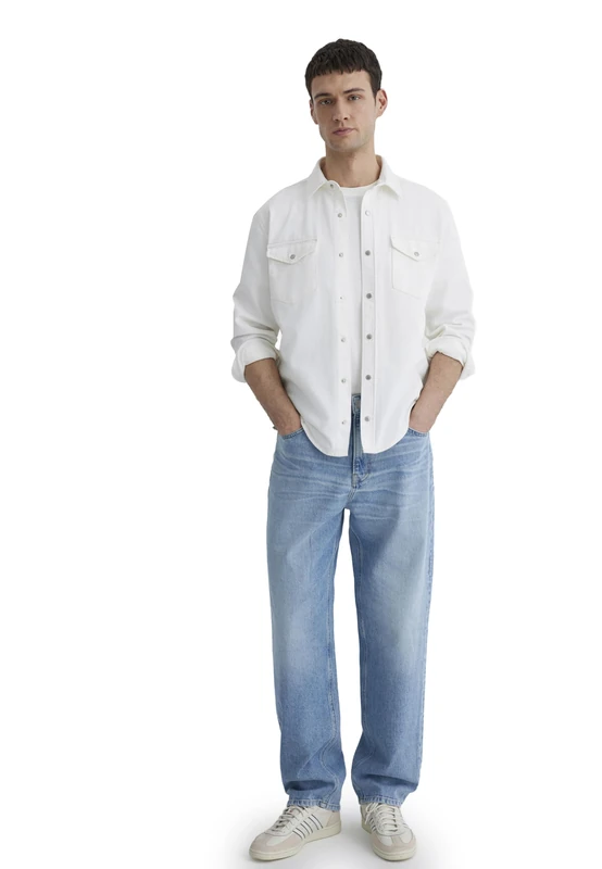 Mavi Men's TED Shirt, Off White Denim, L, Off White Denim, L