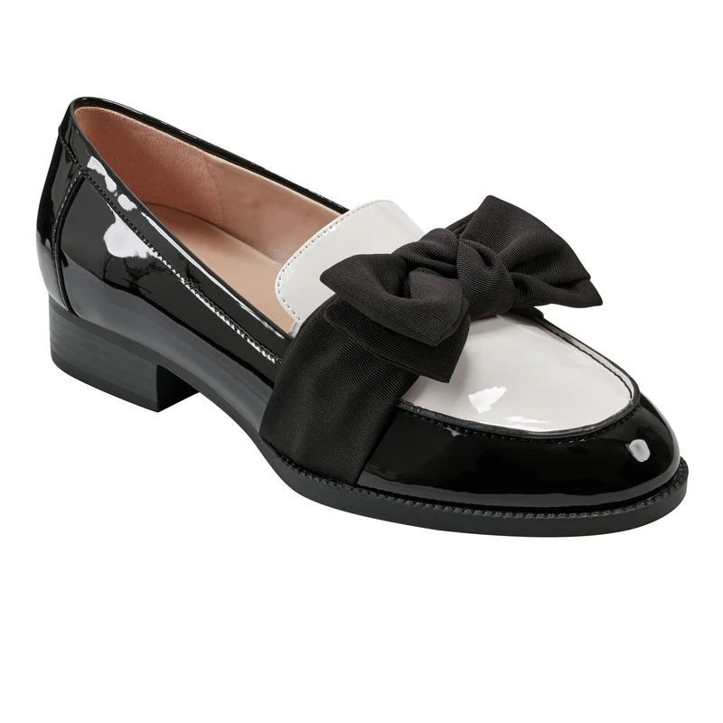 Bandolino Women's Lindio Loafer, Black/Cream Patent 004 Closeout, 7 UK