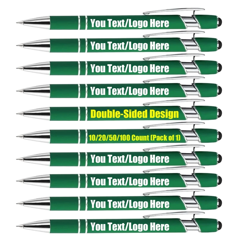 Personalised Pen for Business 10/20/50/100 PCS Customized Engraved Ballpoint Pens Bulk for Men Women Custom Gifts For Birthday, Christmas, Mother‘ Father's Day Or Office Use (Green, 100PC)