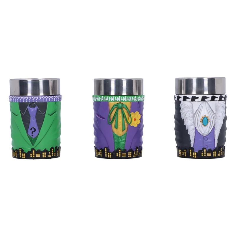 Nemesis Now DC Batman Supervillain Collectible Mini Cup Set 8.5cm, Resin, Official DC Merchandise, Set of 3 DC Shot Glass Cups, Cast in The Finest Resin, Expertly Hand-Painted