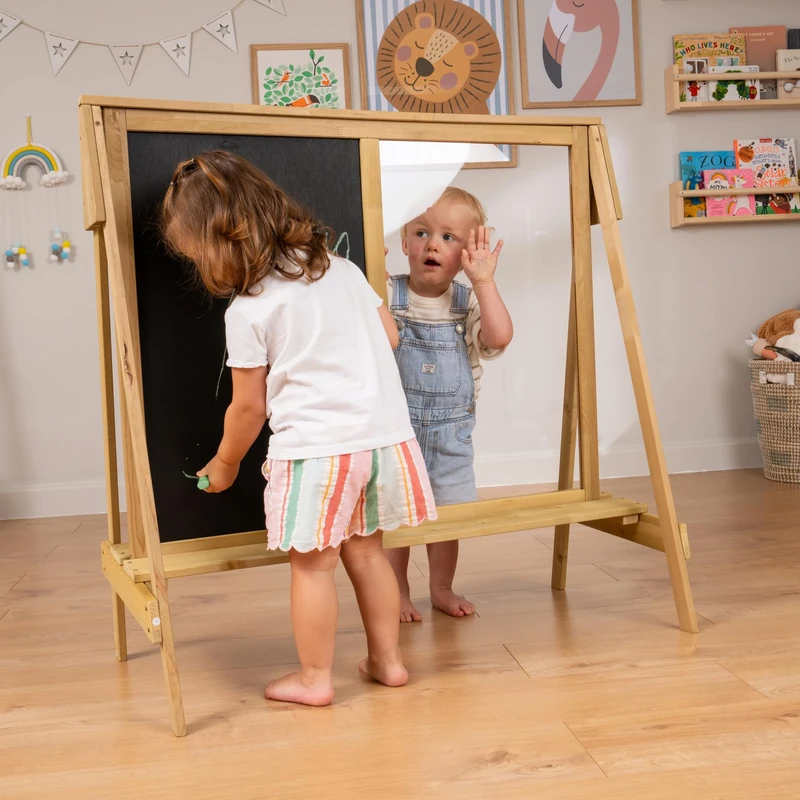 TP Toys Chalkboard and Painting Easel for Kids. Wooden Double Sided Easel for Arts and Crafts, Learning and Playing. for Indoor and Outdoor Use FSC Treated Wood.