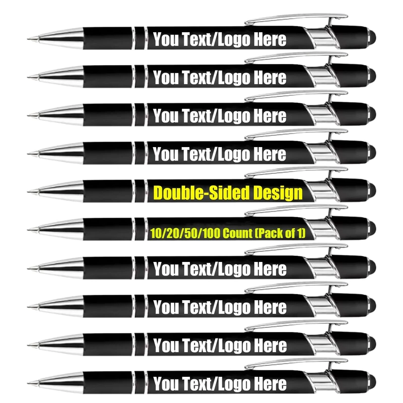 Personalised Pen for Business 10/20/50/100 PCS Customized Engraved Ballpoint Pens Bulk for Men Women Custom Gifts For Birthday, Christmas, Mother‘ Father's Day Or Office Use (Black, 100PC)