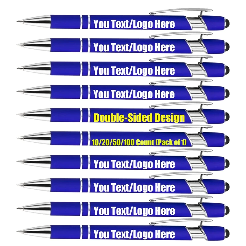 Personalised Pen for Business 10/20/50/100 PCS Customized Engraved Ballpoint Pens Bulk for Men Women Custom Gifts For Birthday, Christmas, Mother‘ Father's Day Or Office Use (Blue, 100PC)