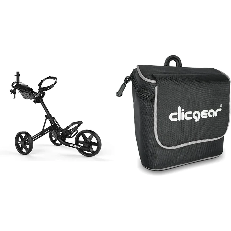 Clicgear Unisex 4.0 4 0 Trolley Black, Black, One Size UK Golf Trolley Accessory Bag, Black/White, 6" x 3.5"