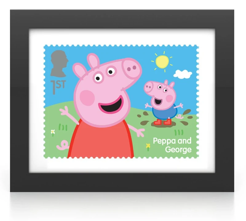 Official Peppa Pig Framed Stamp Print Peppa and George by Royal Mail. Ready to Hang Gift.