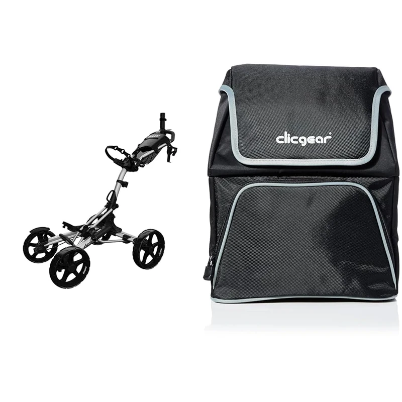 Clicgear Unisex Clicgear 8.0+ Golf Push Trolley, Silver, One Size UK + Clicgear 8 Golf Trolley Cooler Bag