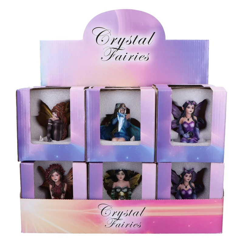 Nemesis Now Crystal Fairy (Display of 12) Figurine, Resin, 12 Fairy Figurines Featuring 6 Fairy Designs, 12 Fairy Figurines Featuring Crystal Balls, Cast in the Finest Resin, Expertly Hand-Painted