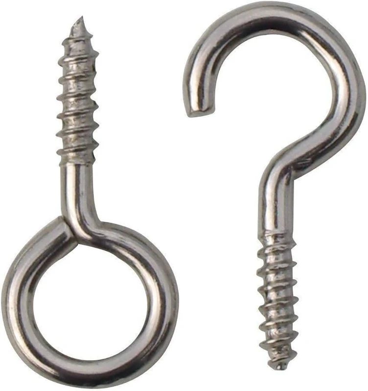 IBEX MART 40 x Hooks and Eyes 25mm net Wire Curtain Screws - 20 x Hooks & 20 x Eyes
