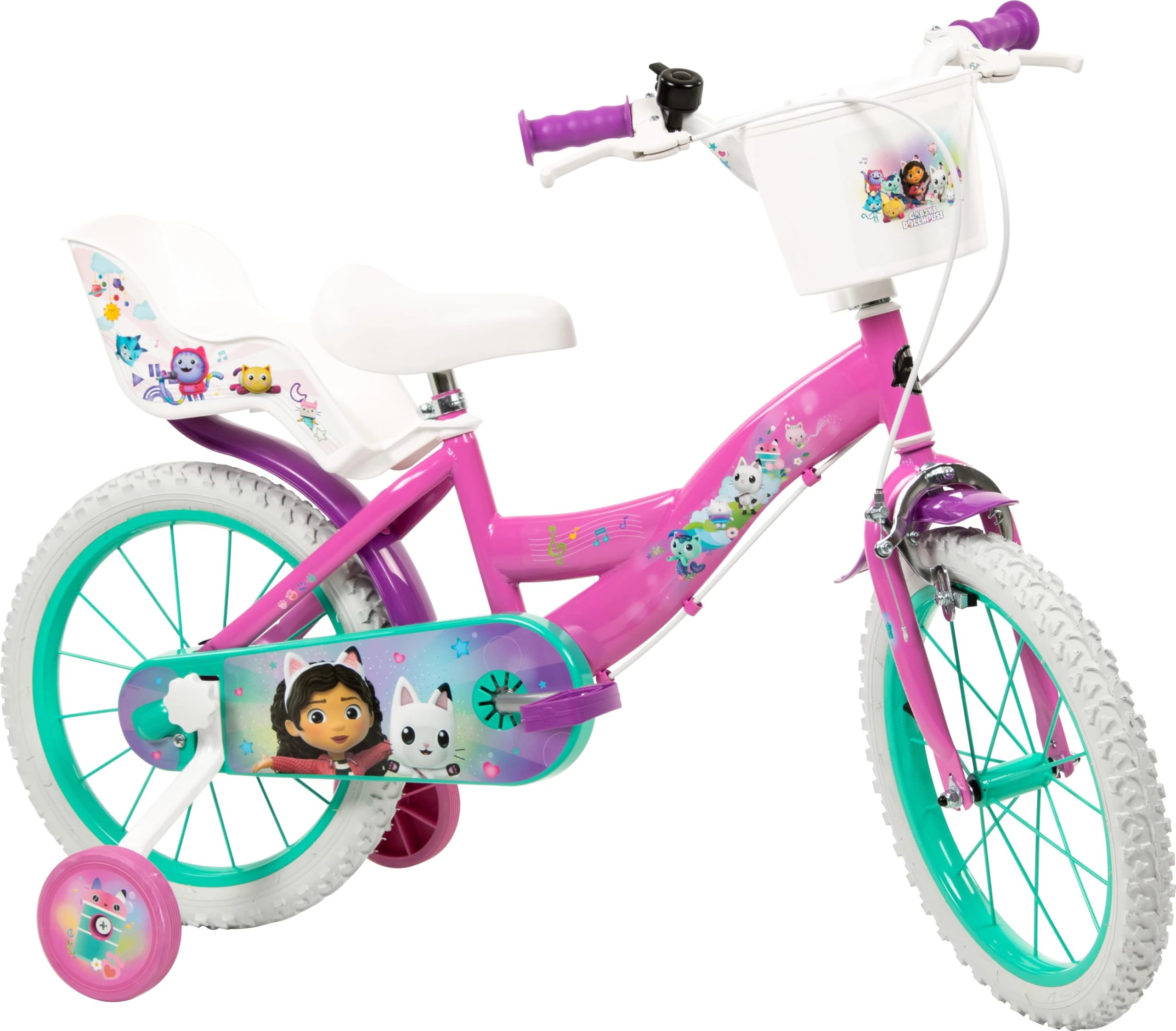 Toimsa Gabby Dollhouse 16 inch Bicycle, Kids Bike learn to ride, with training wheel stabilisers and mudguard, for children/youth age 5-7 Years, Pink