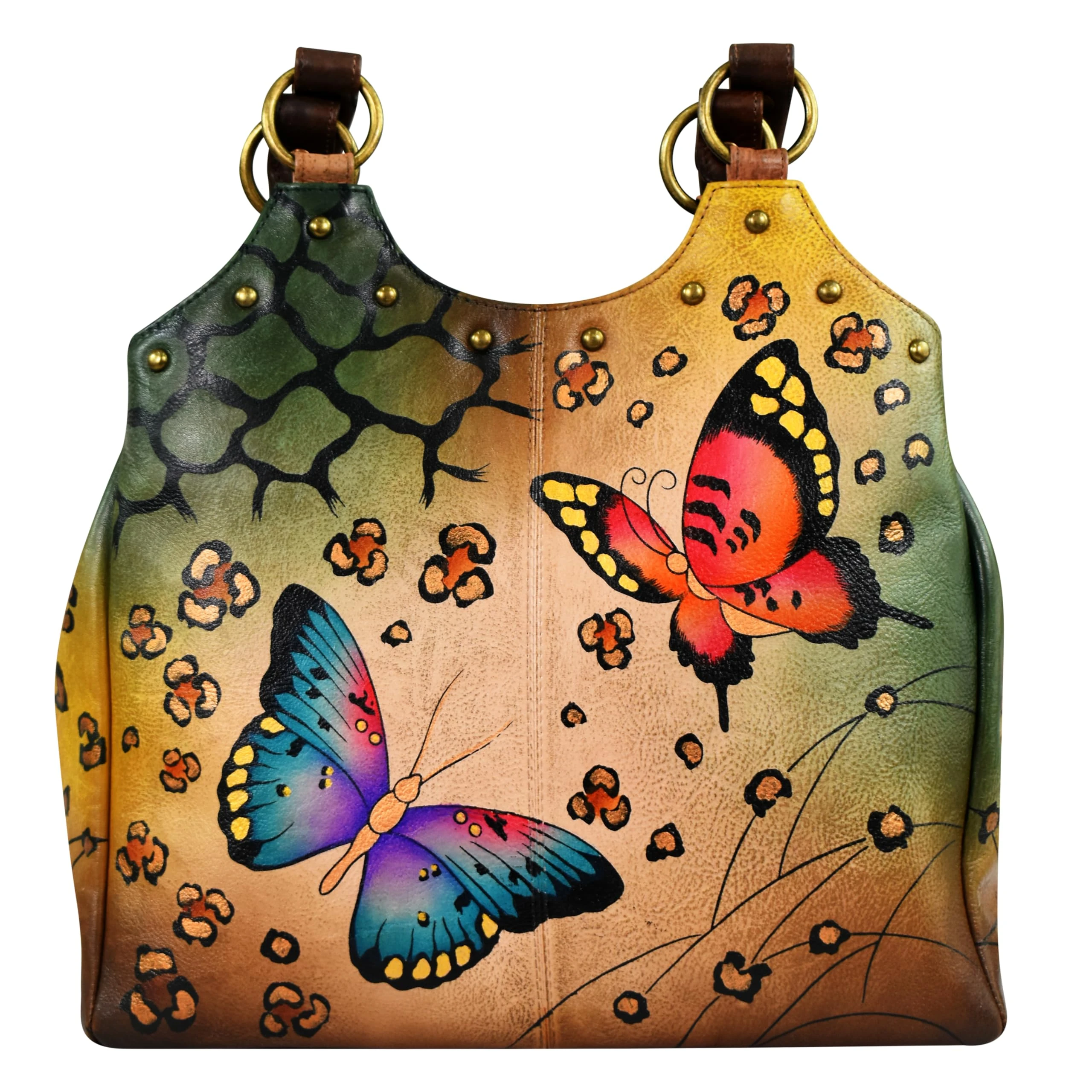Anna by Anuschka Triple Compartment Medium Satchel, Animal Butterfly, Animal Butterfly, One Size