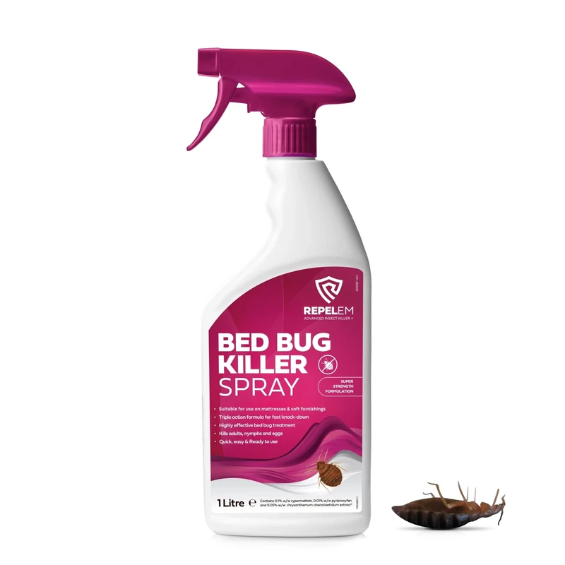 REPELEM Bed Bug Killer Spray - Large 1L Bed Bug Spray, Kills Bedbugs at All Life Stages, All in One Treatment for Use on Mattresses, Soft Furnishings & Around The Home
