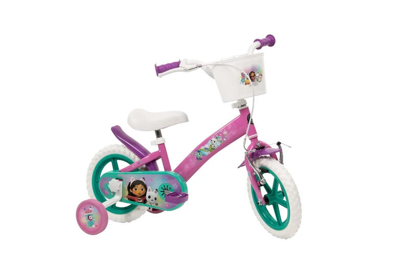 Toimsa Gabbys Dollhouse 12 inch Bicycle, Kids Bike learn to ride, with training wheel stabilisers and mudguard, for children/youth age 3-5 Years, Pink