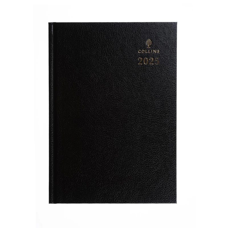 Collins Standard Desk 2025 Diary for Professionals - A4 Two Pages to a Day Business Diary - Black - (47.99-25) - Premium Business Planner with Hardback Leathergrain Covers