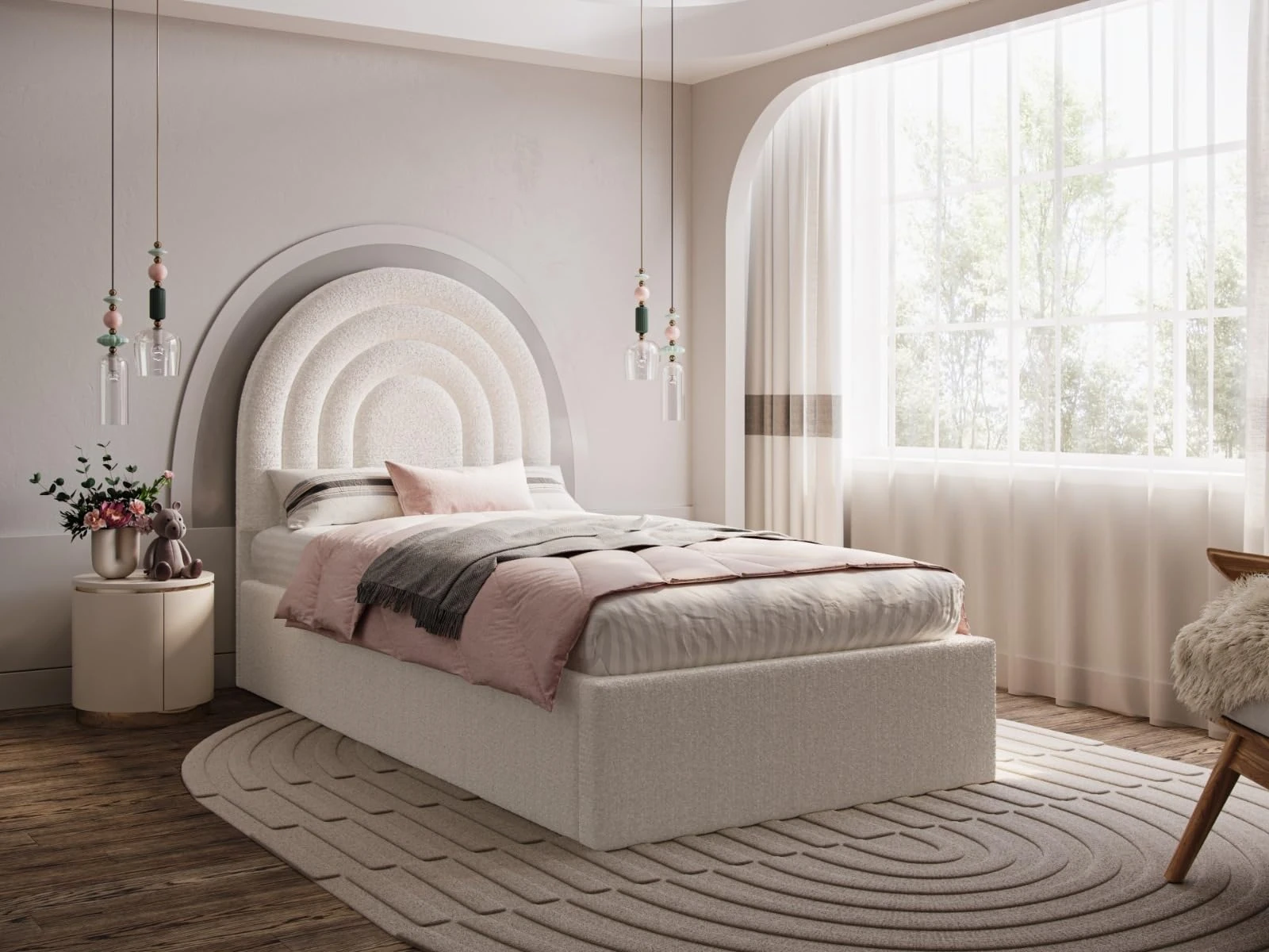 Flair Ava Boucle Ottoman Single - Cream