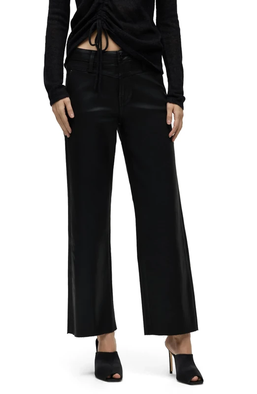 HUDSON Women's Rosie High-rise Wide Leg Ankle, Coated Black Beaut, 30