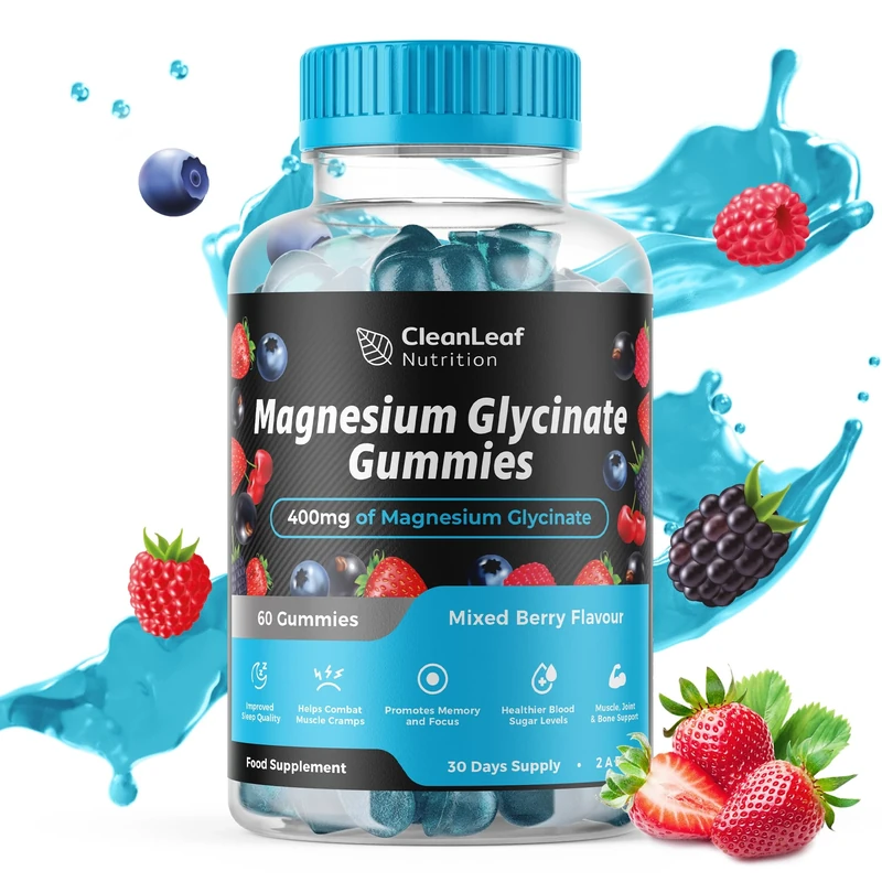 Magnesium Glycinate Gummies - 400mg High Absorption Formula for Sleep, Stress Relief & Muscle Health - Mixed Berry Flavor, Non-GMO, 30-Day Supply for Adults