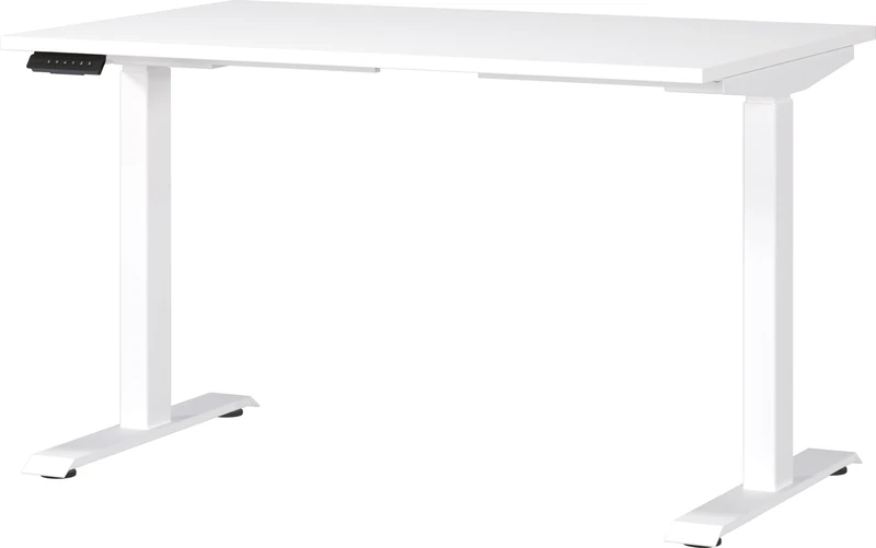 Germania Desk 7907-84, in white, el. height-adjustable, 120 x 120 x 80 cm (WxHxD)