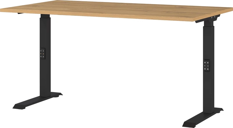 Germania Desk 7904-582, in Grandson oak repro/Black, me. height adjustment, 140 x 91 x 80 cm (WxHxD)