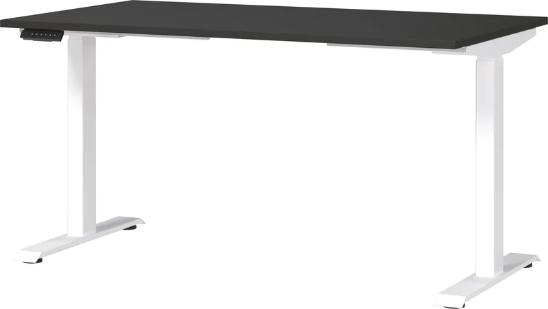 Germania Desk 7905-569, in graphite/white, el. height-adjustable, 140 x 120 x 80 cm (WxHxD)