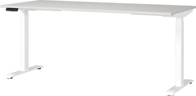 Germania Desk 7909-642, in light grey/white, el. height-adjustable, 180 x 120 x 80 cm (WxHxD)