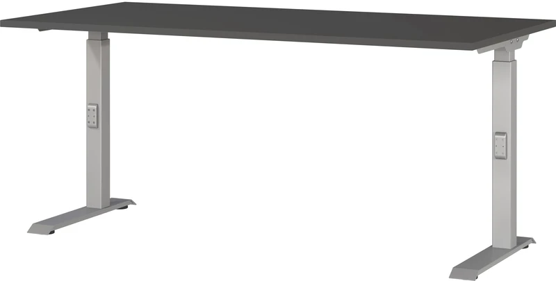 Germania Desk 7911-640, in graphite/silver, me. height-adjustable, 160 x 91 x 80 cm (WxHxD)