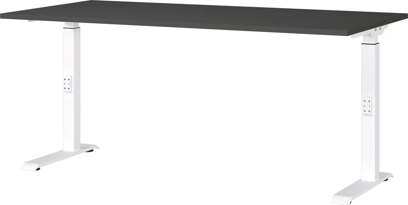 Germania Desk 7911-569, in graphite/white, medium height setting, 160 x 91 x 80 cm (WxHxD)