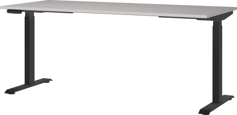 Germania Desk 7909-630, in cashmere/black, el. height-adjustable, 180 x 120 x 80 cm (WxHxD)