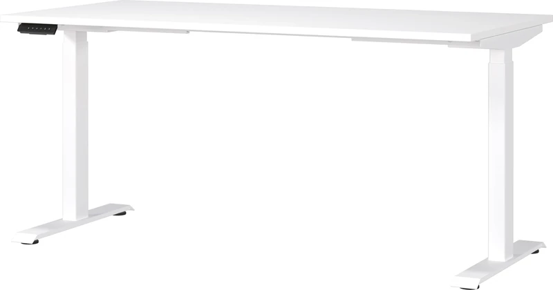 Germania Desk 7908-84, in white, el. height-adjustable, 160 x 120 x 80 cm (WxHxD)
