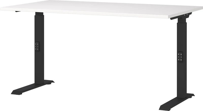 Germania Desk 7904-614, in white/black, me. height-adjustable, 140 x 91 x 80 cm (WxHxD)