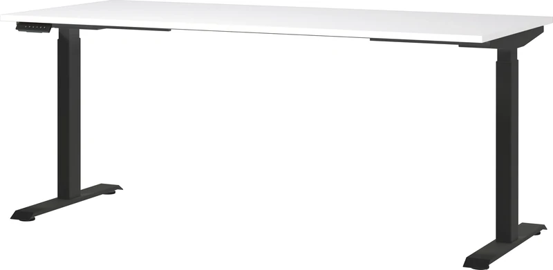 Germania Desk 7909-614, in white/black, el. height-adjustable, 180 x 120 x 80 cm (WxHxD)