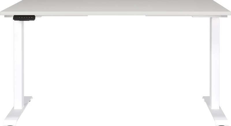 Germania Desk 7905-642, in light grey/white, el. height-adjustable, 140 x 120 x 80 cm (WxHxD)