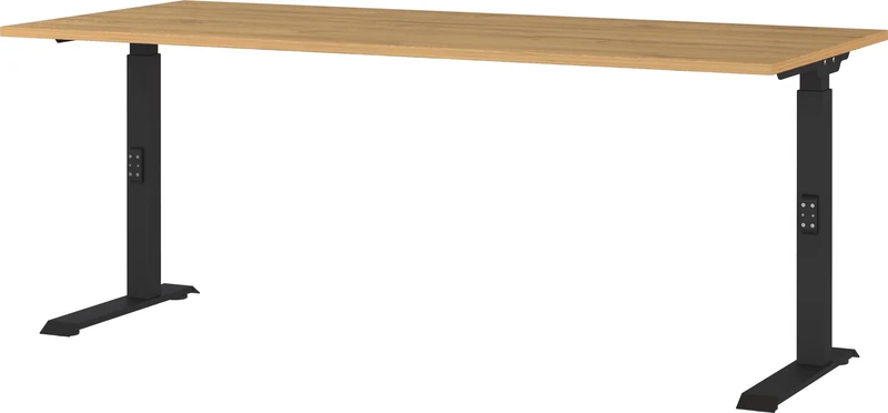 Germania Desk 7912-582, in Grandson oak repro/Black, me. height adjustment, 180 x 91 x 80 cm (WxHxD)