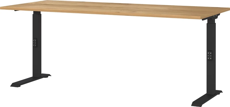 Germania Desk 7912-593, in Navarra oak repro/Black, me. height adjustment, 180 x 91 x 80 cm (WxHxD)