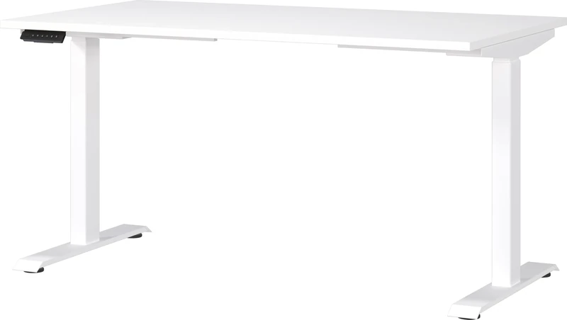 Germania Desk 7905-84, in white, el. height-adjustable, 140 x 120 x 80 cm (WxHxD)