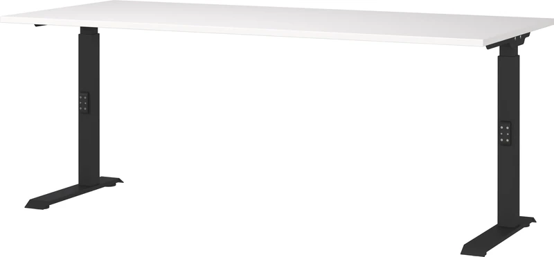 Germania Desk 7912-614, in white/black, me. height-adjustable, 180 x 91 x 80 cm (WxHxD)